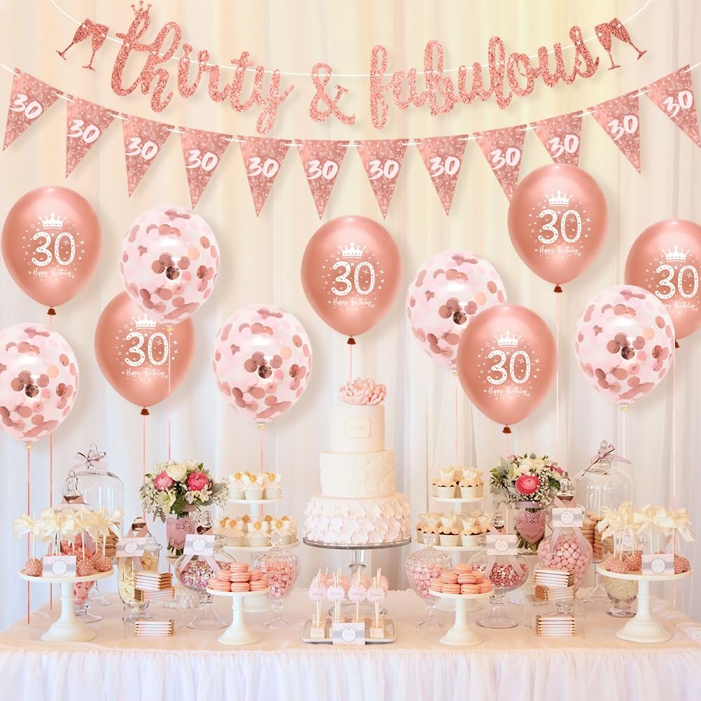 30. Geburtstag Dekoset Für Sie – Inkl. Banner, Tischdecke, Ballons, Diadem & Mehr