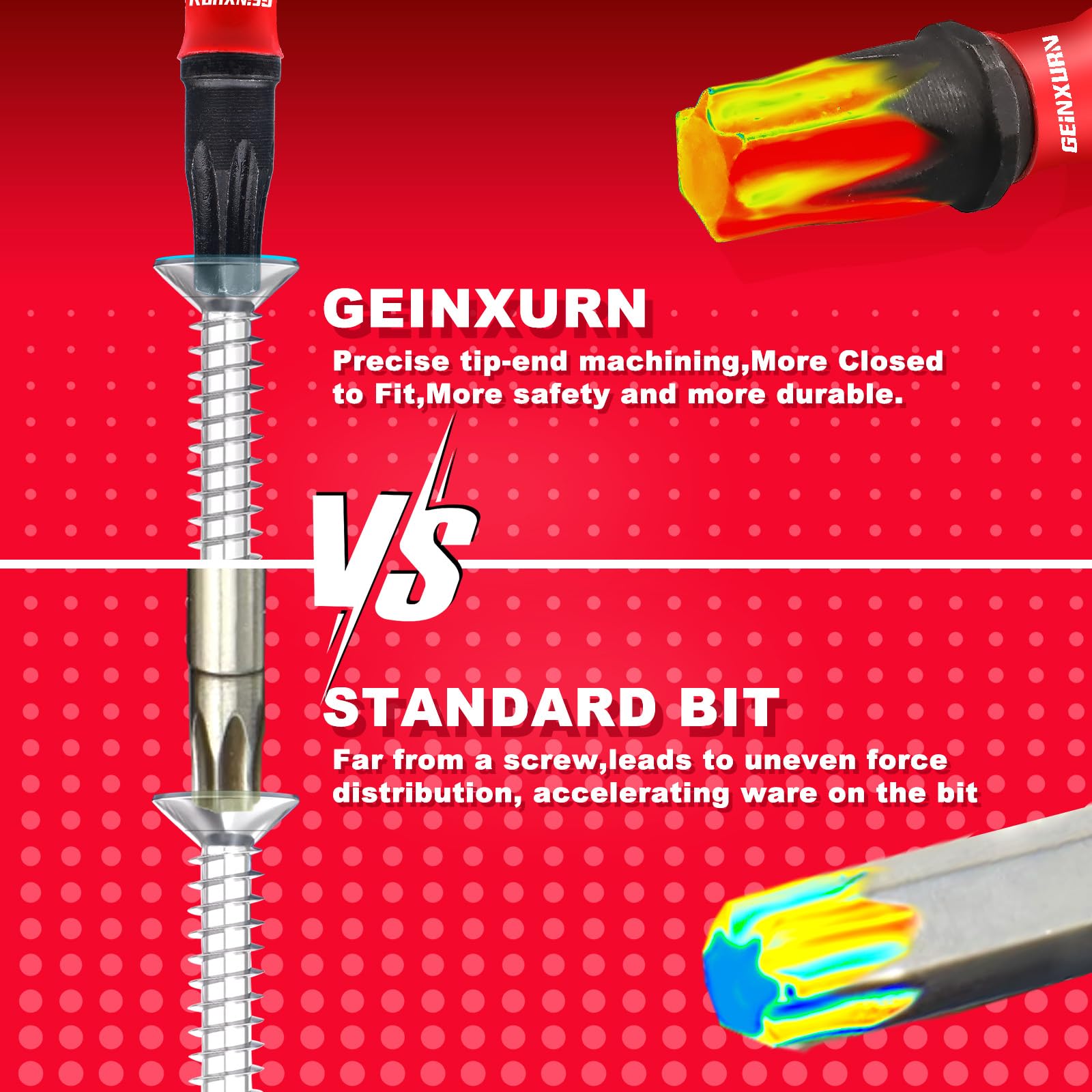 Geinxurn Juego de 51 brocas magnéticas resistentes al impacto T10 de 2 pulgadas, 10 puntas de potencia de cabeza Torx, juego de puntas de destornillador S2 de aleación de acero Star T10 con 1 soporte