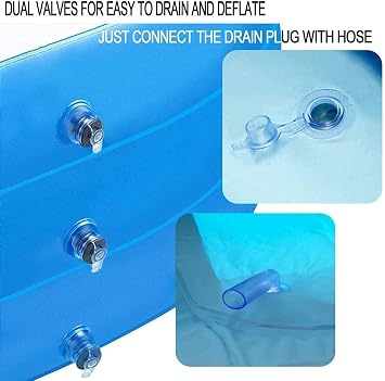 Backyard Outdoor Ground Pool, ③-Kids Adult Ring Inflatable Pool, Rectangular Inflatable Lounge Pool-315x187x65cm124x74x26inch