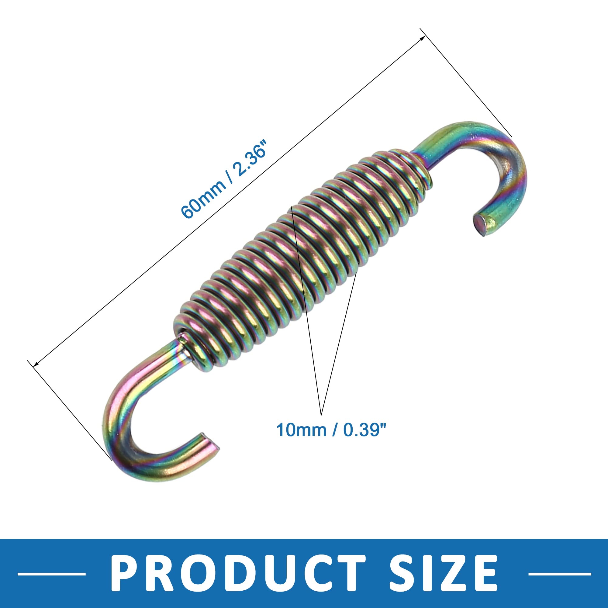10pcs Motos Uniel Échappement Tuyau Ressort Avec Crochet 45mm 1.77&quot