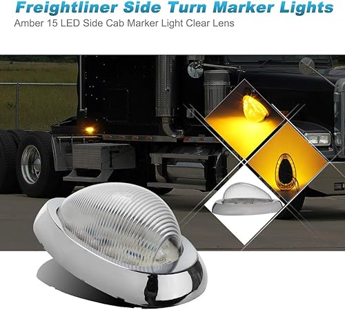 Miniatura 8 de Partsam 2 marcadores laterales LED de cabina ámbar de 6 pulgadas  luz LED de giro para montaje en superficie de 15 luces LED de repuesto para