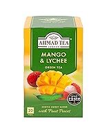 Vista 1 de Ahmad Tea Mango & Lychee Flavored Green Tea with Fruit Pieces, 20 Count, Pack of 6