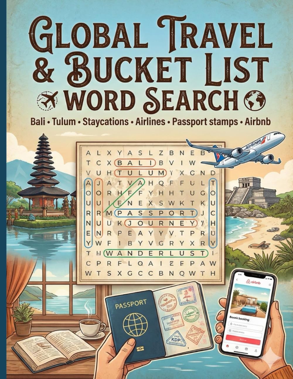 Word Search for the Wanderlust Soul: 100 Large Print Puzzles: Global Travel, Bucket List Destinations, and Jetsetter Themes – Vacation Brain Games