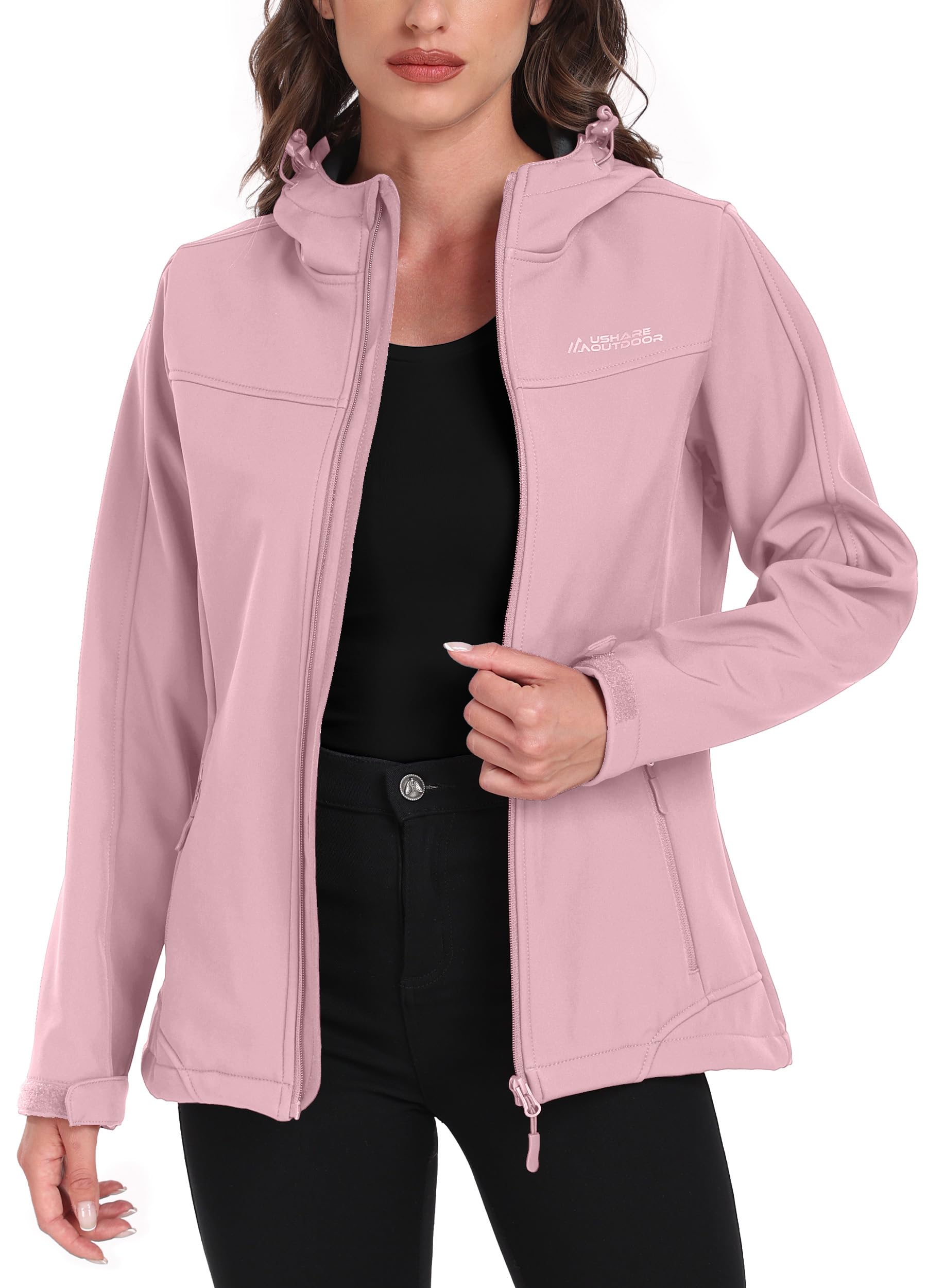 ATLASLAVA Softshelljacke Damen mit Kapuze Regenjacke Fleecejacke Wanderjacke Gefüttert Jacken Outdoor Wandern S-3XL