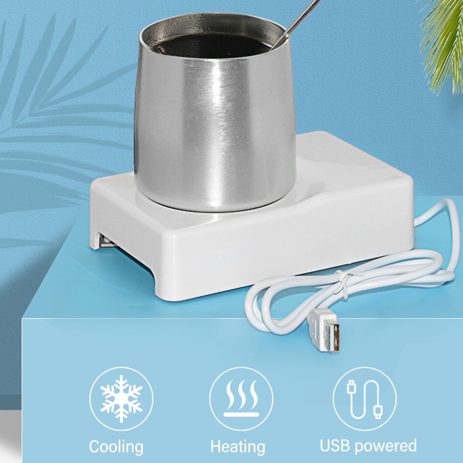 Raffreddatore per bevande, 140 x 90 x 35 mm, alimentato tramite USB, doppio uso, da 10 °C a 45 °C, compatto, versatile, per casa, auto, ufficio