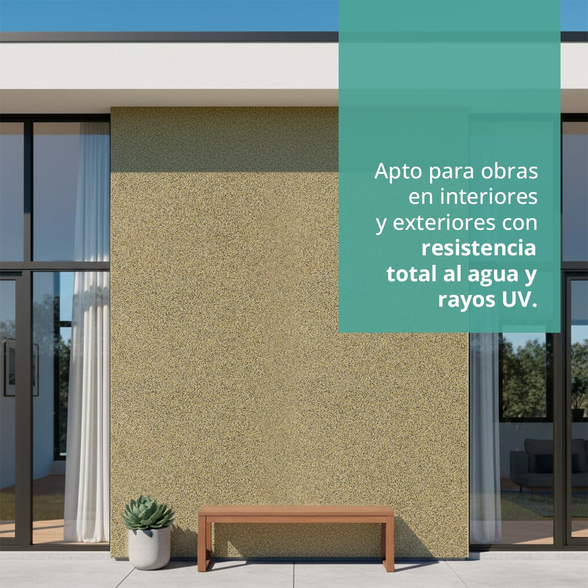 Mixart Revestimiento Decorativo de Piedra Líquida 2,5 Kg - Rendimiento hasta 2,5 M2 - Interior y Exterior - Efecto Piedra Natural - Beige Piedra Natural