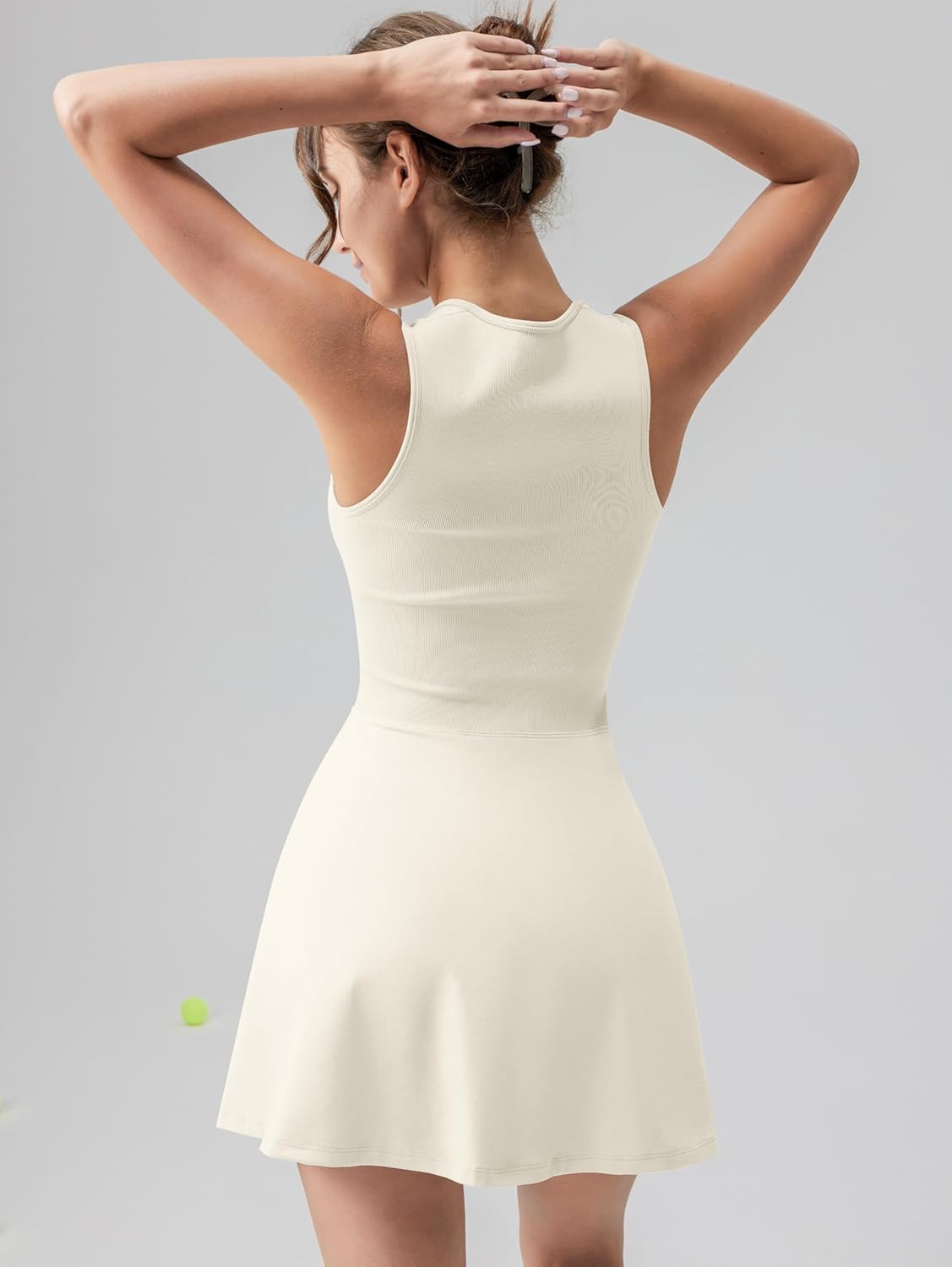 OQQ Women's Square Neck A-line Dress Sleeveless Tank Top Stretch Flare Mini Dresses - Image 3