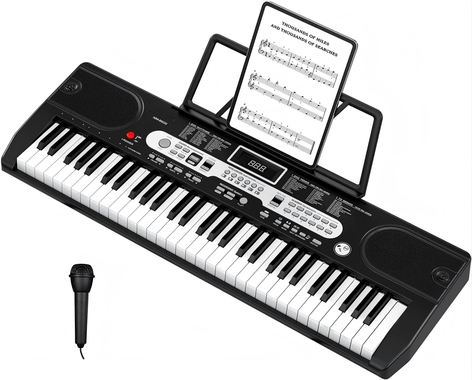 Garvee Electronic Keyboards Piano 61 Key, Portable Keyboards Piano with Microphone, Holder, Note Stickers for Beginners