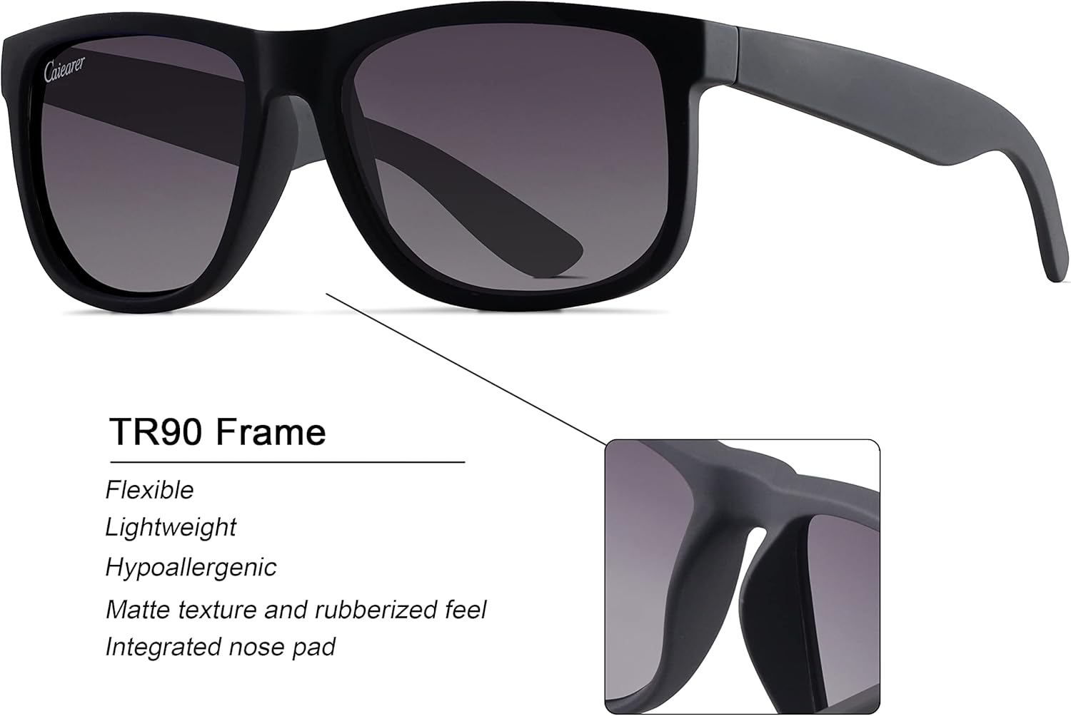 Polarized Classic Square Style Lightweight Sunglasses TR90 Frame Plastic Lenses For Men Women 100% UV400 Protection