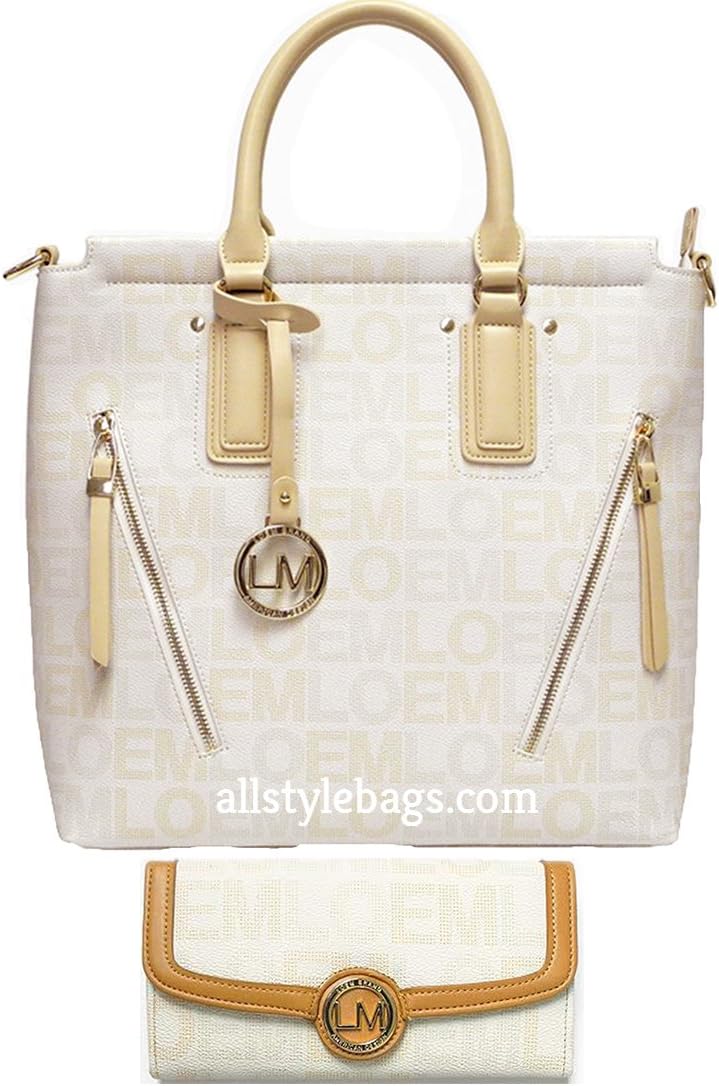 LOEM monogrammed brand signature zippers pockets shoulder wallet Bag set handbag