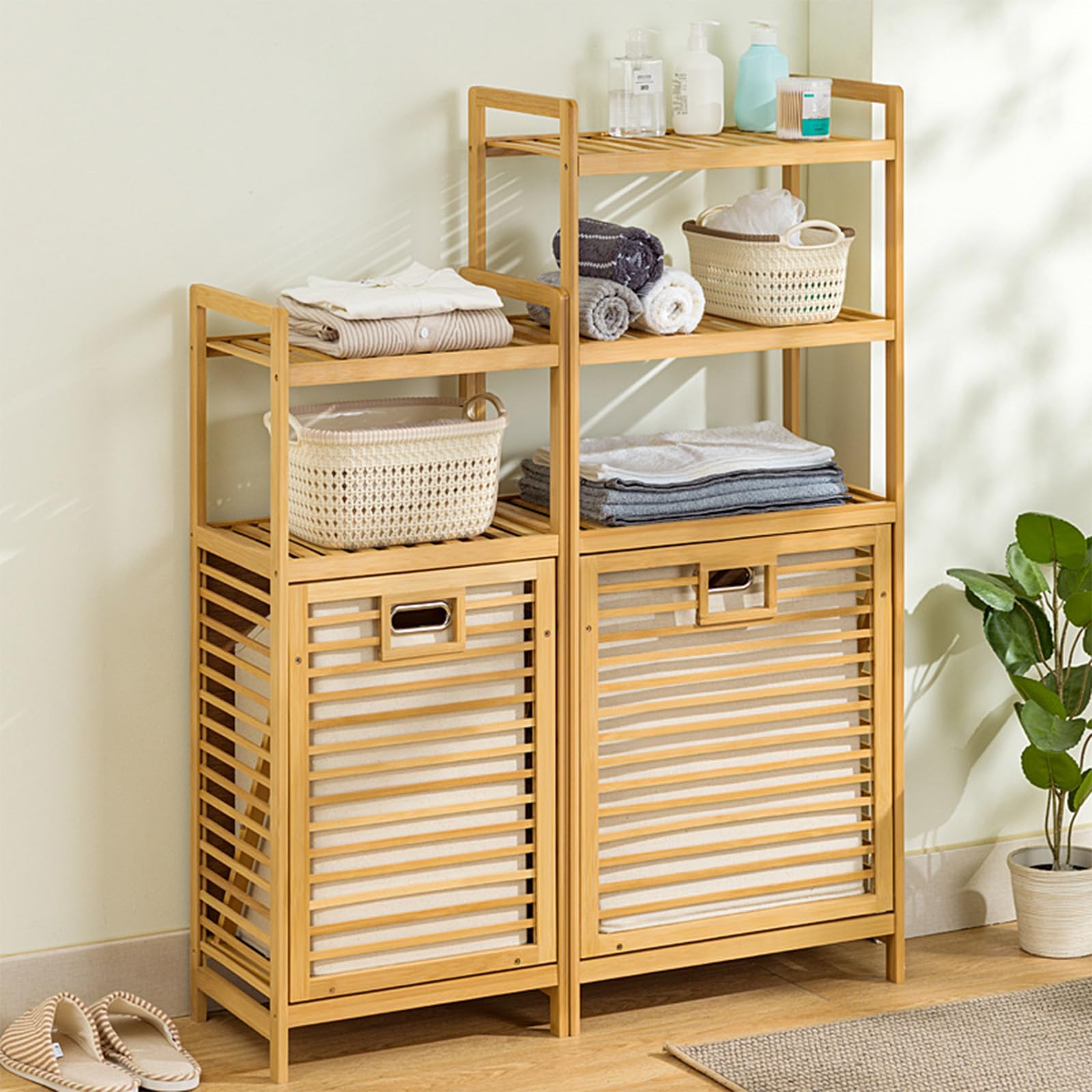 Cesto Portabiancheria Bohémien 45L - Impermeabile E Pieghevole Con Manici - Design Terracotta Con Onde E Sole - Organizer Per Vestiti Sporchi, Giocattoli, Bagno