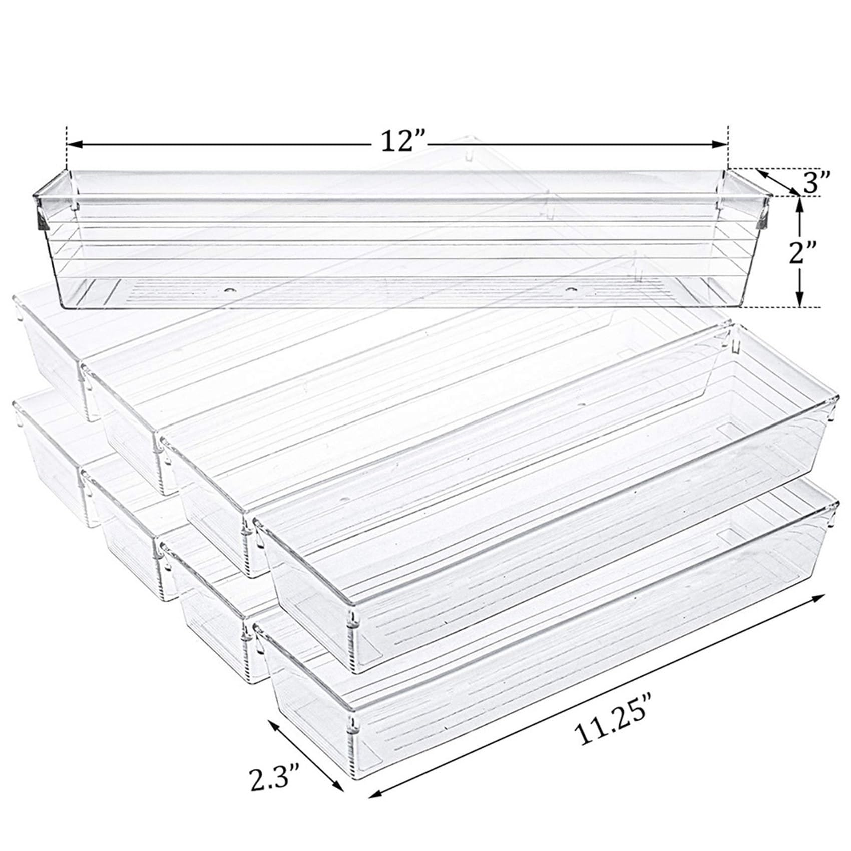 20 Pezzi 12 X 3 X 2 Pollici Vassoi Trasparenti per Organizer per Cassetti, Contenitori per Divisori per Cassetti da Scrivania, Set di Contenitori per Cucina