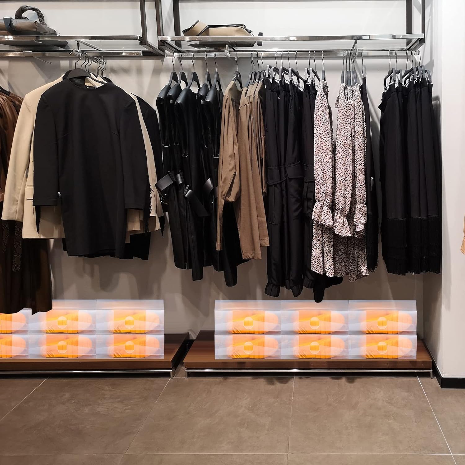 Shihanee 12 Pcs Boot Box Clear Plastic Stackable Shoe Storage Organizer Foldable Heavy Duty Shoe Containers for Closet Small Spaces Dorm Bedroom Apartments (13.4 x 8.3 x 5.1 Inches)