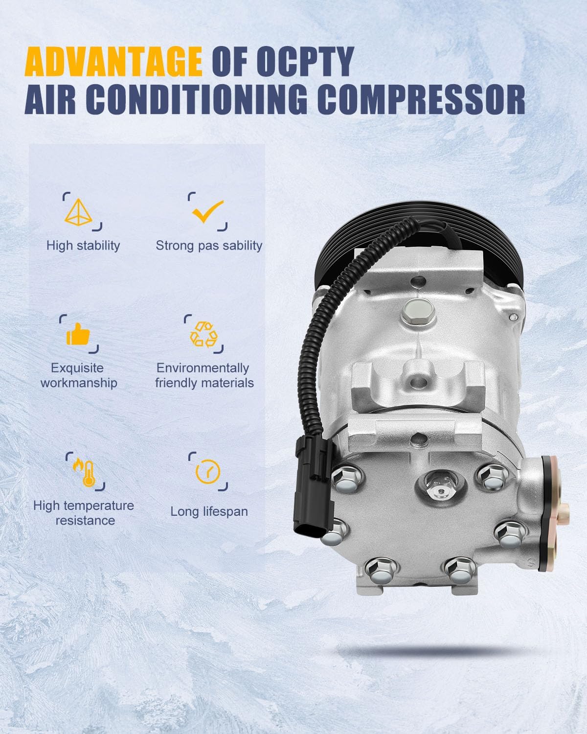 OCPTY AC Compressor for 1994-2002 for Dodge Dakota for Durango for Ram 1500 2500 3500 for Ramcharger 3.9L 5.2L 5.9L 8.0L 2004785 2004846 2004785AM 57553 618553 4832 58553 6511551 RL055540AM 4785AFT