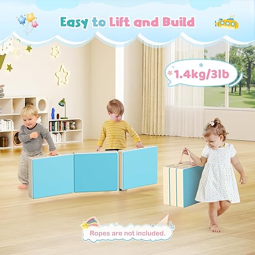 Miniatura 40 de Lischwert Bloques de escalada de espuma, juguetes de escalada suaves para niños pequeños, juego de espuma de 9 piezas para gatear y escalar con Verde