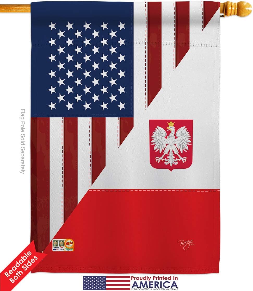 US Polish Friendship Garden House Flags Set Regional USA American Alliance World Country Particular Area Small Decorative Gift Yard Banner Double-Sided Made In 28 X 40