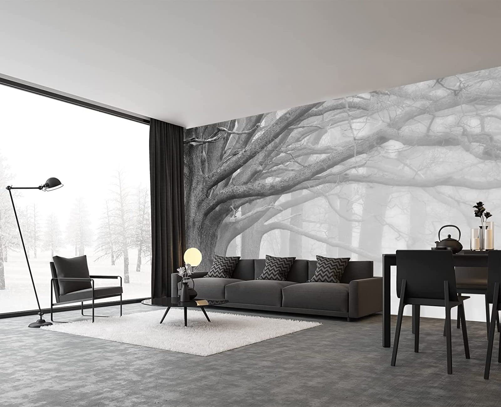 Carta Da Parati 3D Albero Artistico In Bianco E Nero Carta Da Parati Camera Letto Moderna Fotomurali 3D Gigante Murale Decorazione