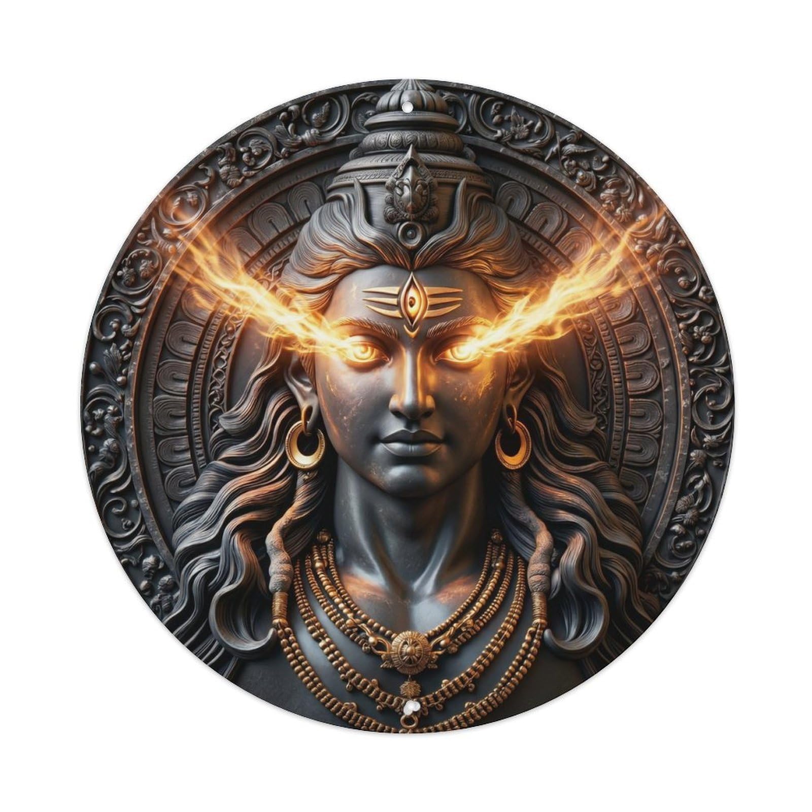 Shiva Third Eye Awakening Fire Wisdom Relief Sculpture Metal Tin Sign