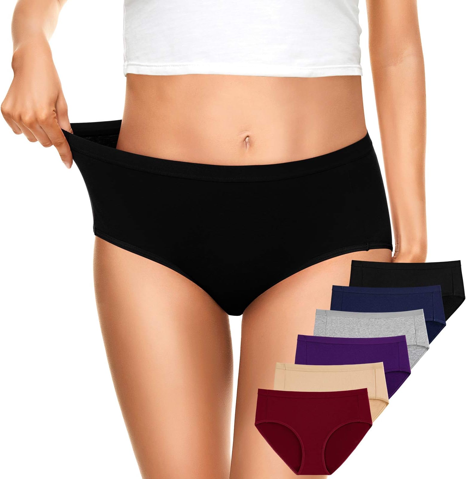 OLIKEME Women's Cotton Underwear,Solid Breathable, Multicoloured1, Size Small