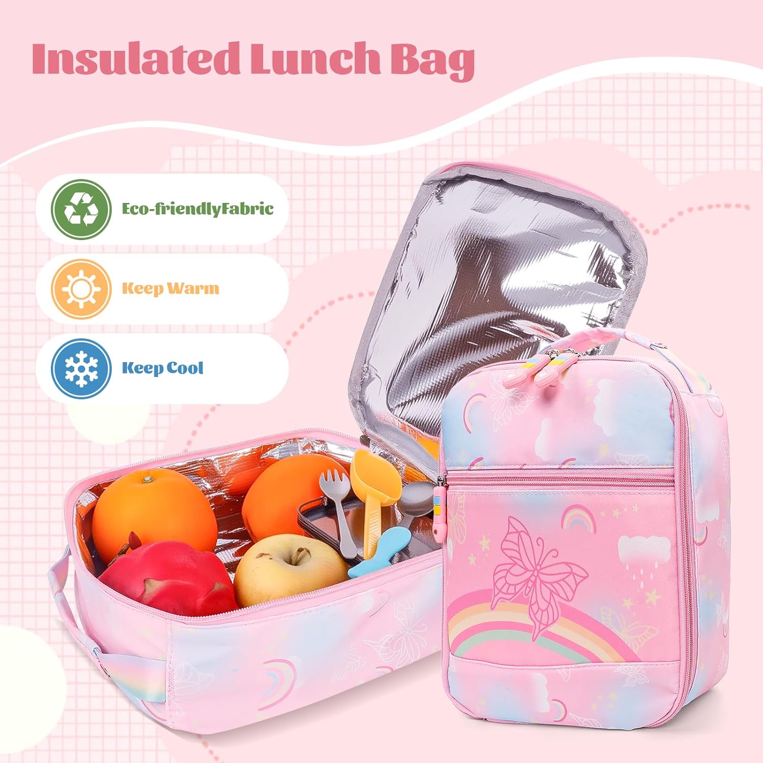 Kawaii Backpack Starry Rainbow Bookbag For Boy Girl