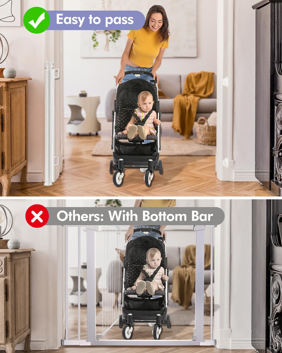 Lexixi ibao Retractable Mesh Baby & Dog Gate, 86cm Tall, Extends up to 180cm Wide, Child Safety Gate for Doorways Stairs - Image 3