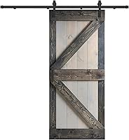 Vista 1 de Puerta corrediza de granero de madera de pino anudada de 36 x 84 pulgadas serie K de 36 x 84 pulgadas con kit de herramientas