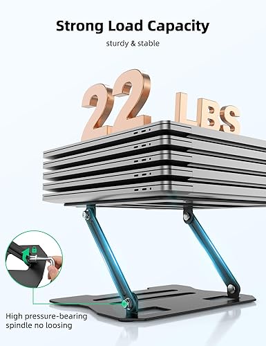 Miniatura 3 de Soporte ajustable para laptop, soporte universal ajustable de acero al carbono para computadora portátil, soporte ergonómico plegable para