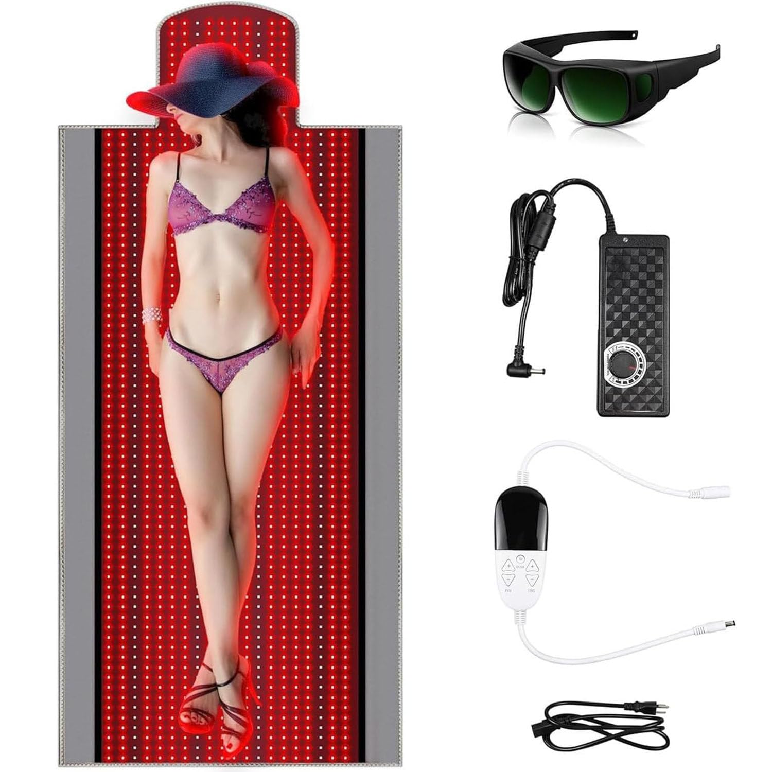1370 esteras de terapia de luz roja LED para el cuerpo - Dispositivo de terapia de luz infrarroja con luz roja de 660 nm y luz infrarroja de 850 nm, almohadilla de terapia de luz infrarroja cercana