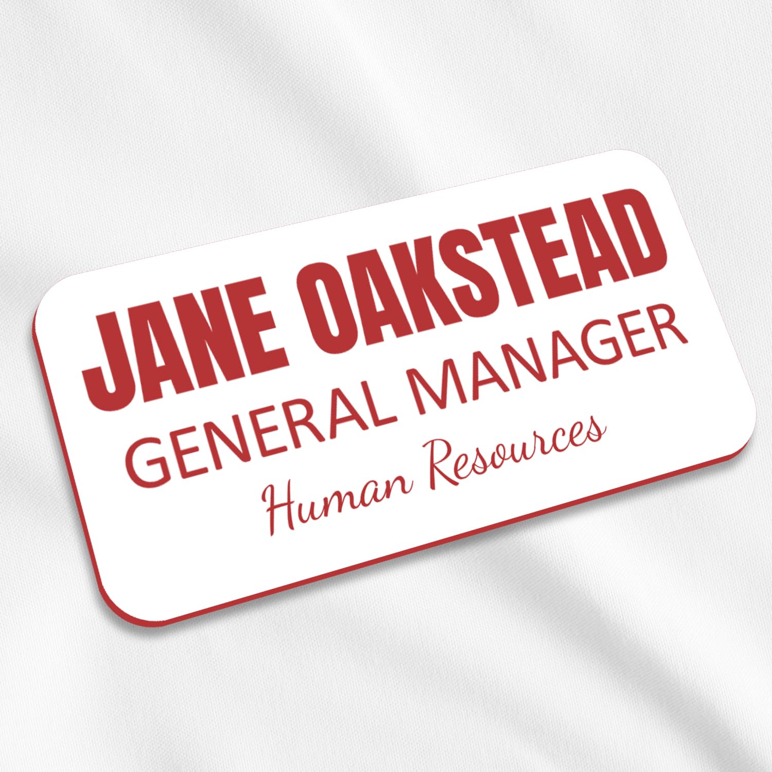 Engraved Name Tag Badges – Personalized Custom Identification Badge with Pin or Magnetic Backing - 2 Sizes - Many Colors - Name Badge - Badge (White/