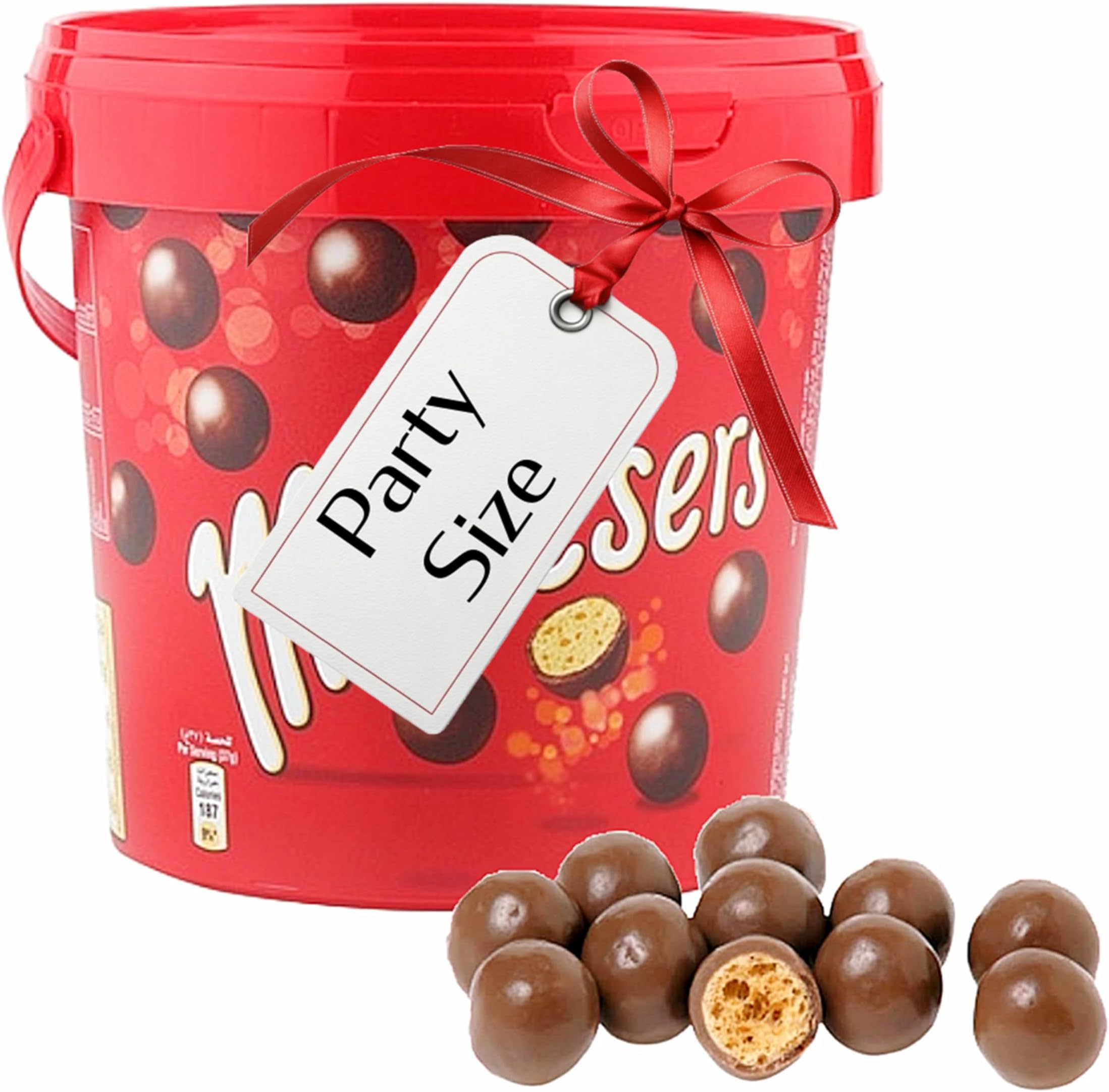 Milk Chocolate Bulk Buy Party Bucket - Milk Chocolate Crunchy Ball with Honeycomb Centerpiece 440g Great for Couples, Birthday Gifts for Women or Chocolate Hamper Stocking Fillers with Gift Card