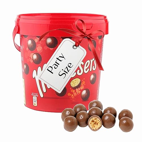 Milk Chocolate Bulk Buy Party Bucket - Milk Chocolate Crunchy Ball with Honeycomb Centerpiece 440g Great for Couples, Birthday Gifts for Women or Chocolate Hamper Stocking Fillers with Gift Card