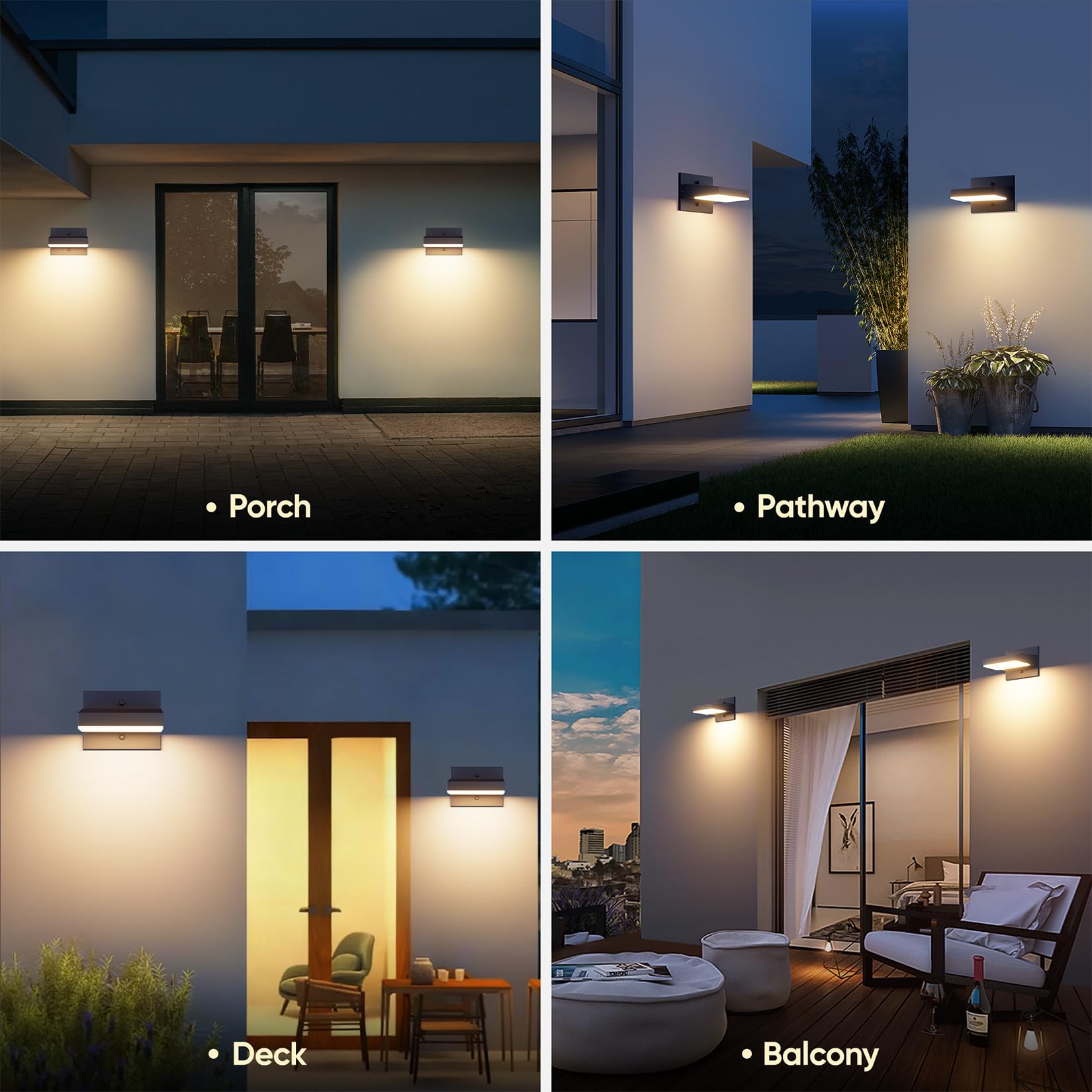 Aipsun 24W LED Lámpara de Pared Interior/Exterior,2PCS Aplique de Pared con panel LED giratorio, Apliques IP65 impermeable, Lámparas de Pared Blanco cálido 3000K,Antracita