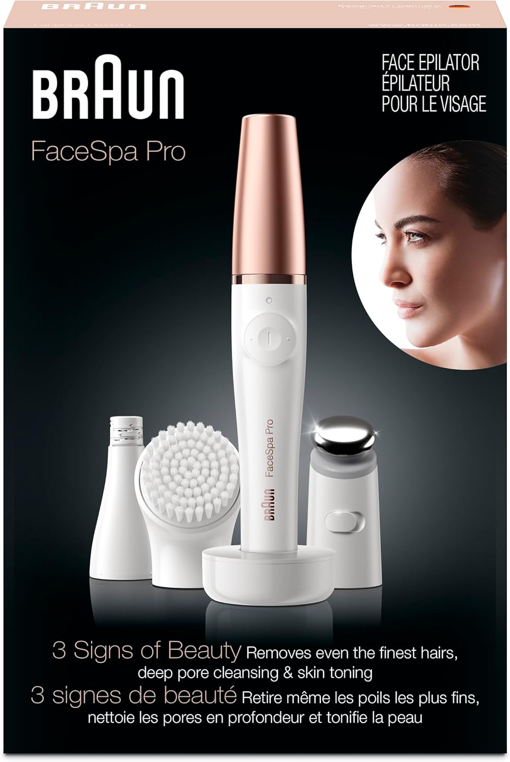 Braun 3-in-1 Facespa Pro Facial Epilator Series 911 with Cleansing Brush Head, Toning Head and Epilator Head Braun 3-in-1 Facespa Pro Facial Epilator Series 911 with Cleansing Brush Head, Toning Head and Epilator Head