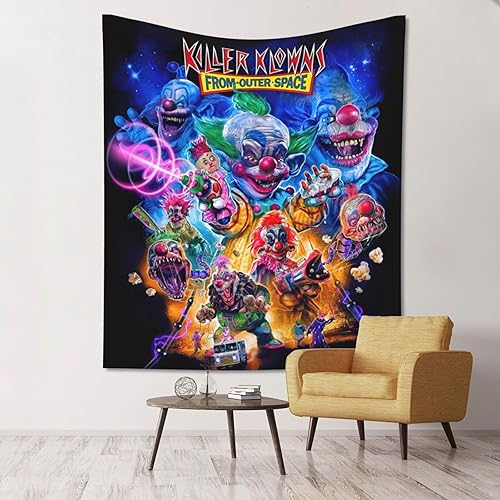 Miniatura 1 de AZEMON Tapiz de película de Killer Horror Klowns del espacio exterior, póster artístico para colgar en la pared para sala de