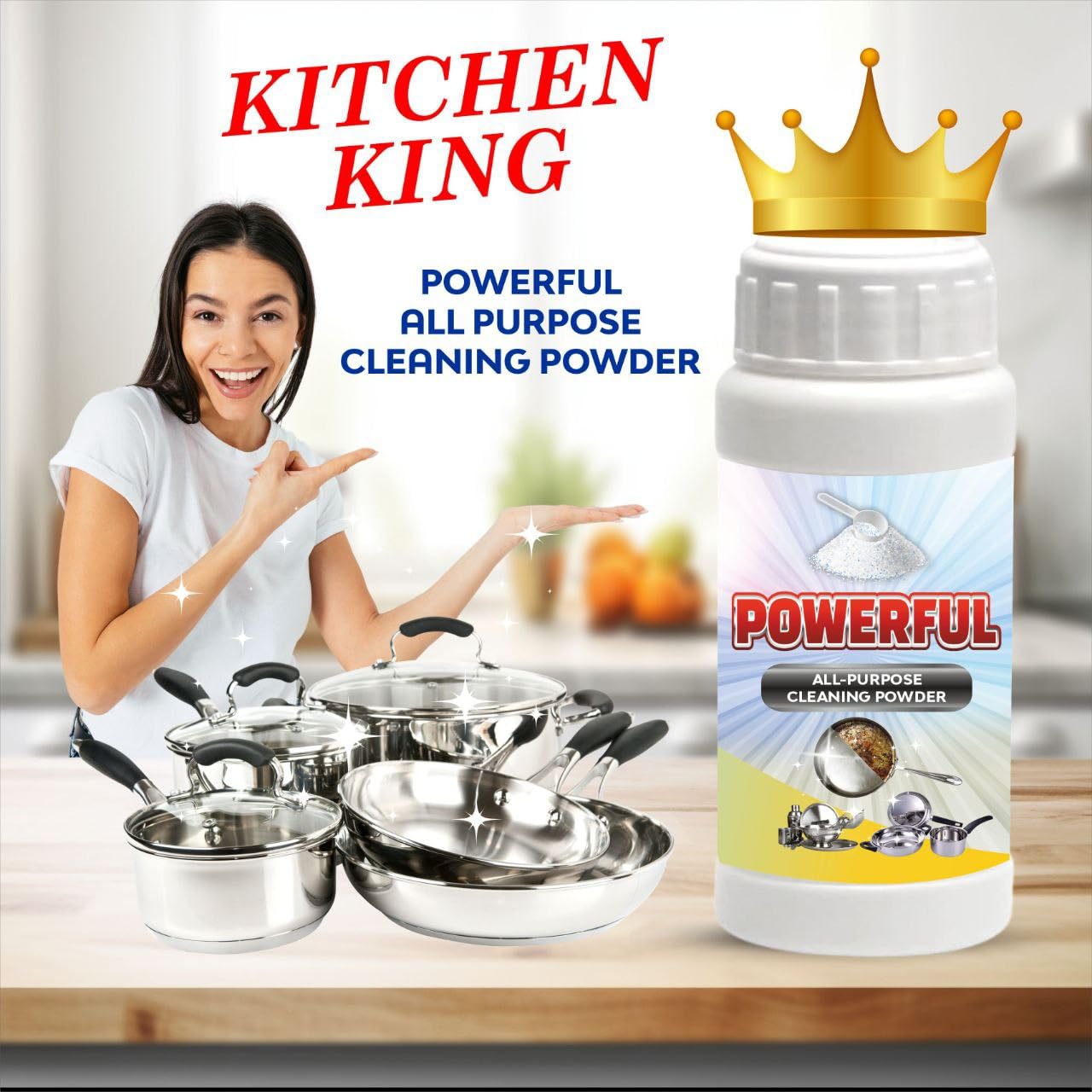 SCENTORA Foam Rust Remover Kitchen All-Purpose Cleaning Powder, All-Purpose Instant Kitchen Cleaning Powder, Clean Greasy Dirt Kitchenware Kitchen Cleaner (2) 4