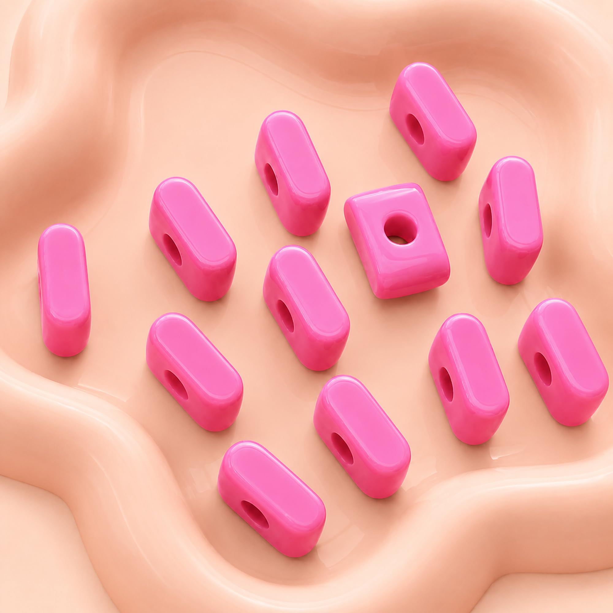Letter Beads, 10pcs Alphabet Beads, Large Acrylic Letter Beads with 6mm Holes for Bracelet Making, Jewellery, Keyrings and Craft Projects (Pink, Letter I)