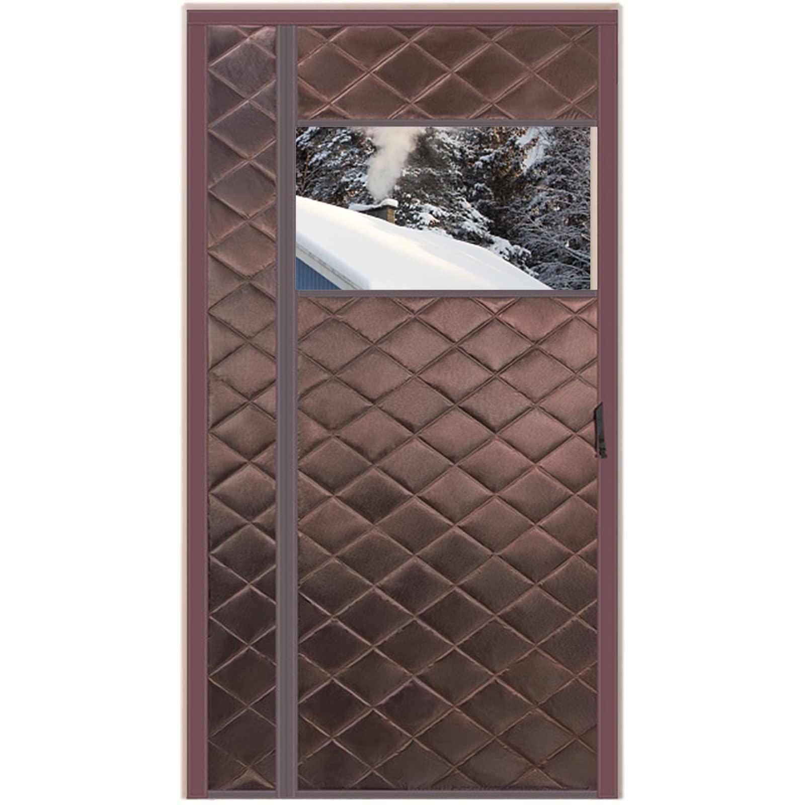 Wärmeschutzvorhang für Tür Ohne Bohren 110x205cm, Haustür Panel-Isolierung Oxford Fenster Wärmeschutz Vorhang für Außentür - Braun