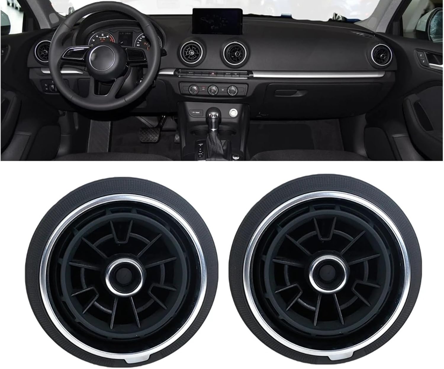 K-Car Widanfolly Red Dashboard Air Vent Conditioner Outlet Replacement Decorative Fit For Audi A3 2017 2018(Silver-4pcs)