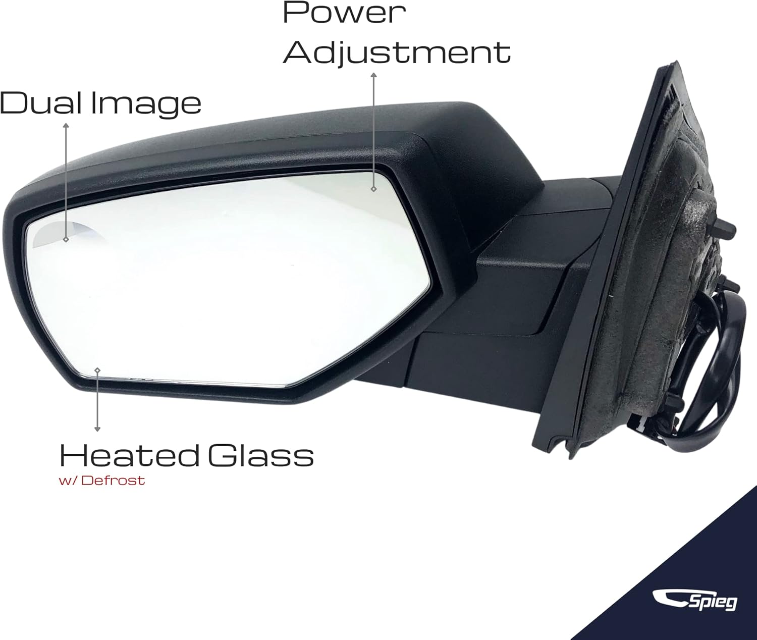 Spieg Driver Side Mirror for 2014-2019 Chevrolet Silverado GMC Sierra 1500 2500HD 3500HD Power Adjustment Heated Manual Fold Textured Black Cover 5 Pins Left GM1320492