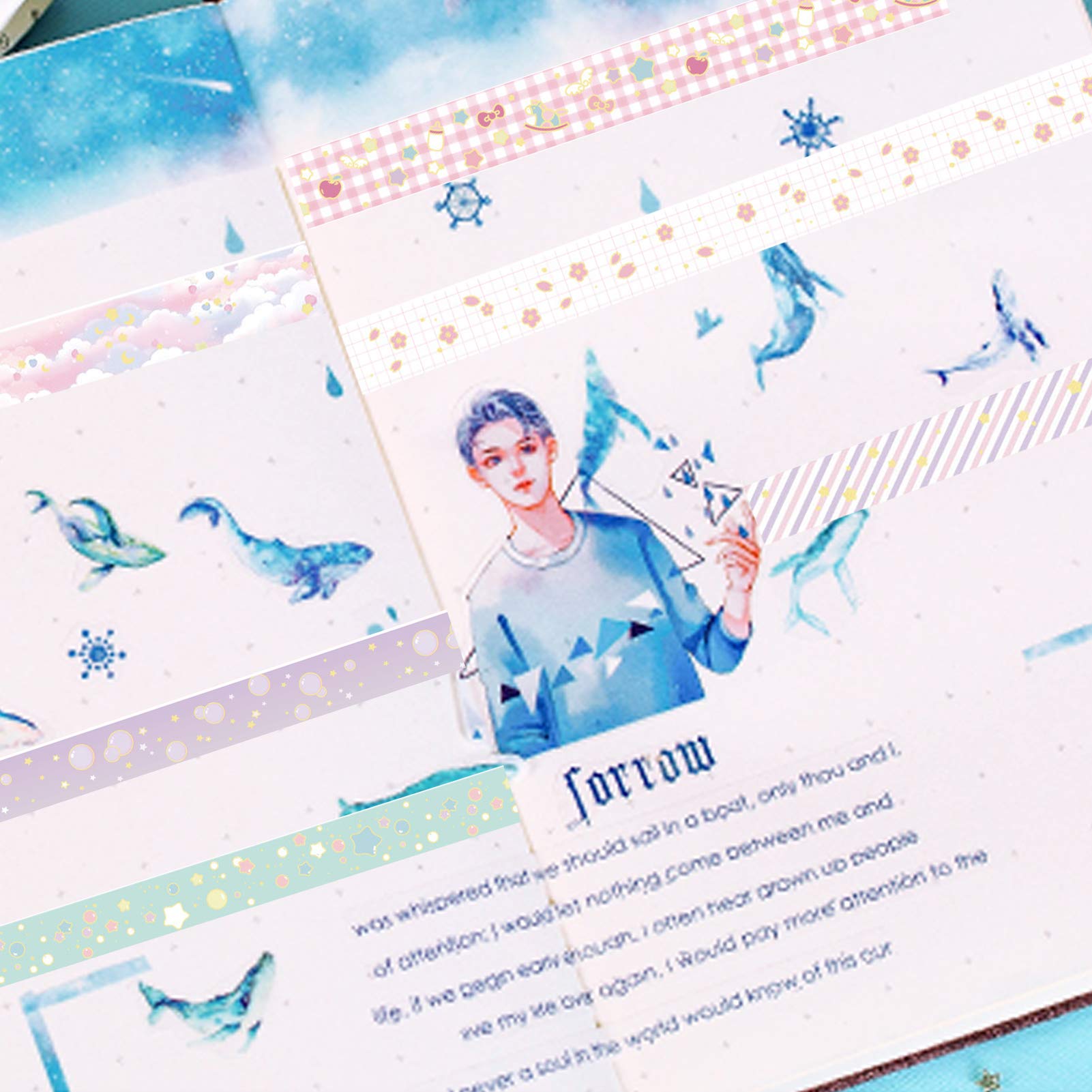 Nastro Washi Decorativo 2 Rotoli - 15 Mm X 10 M, Adesivo Per Scrapbooking E Fai Da Te - Foto 9