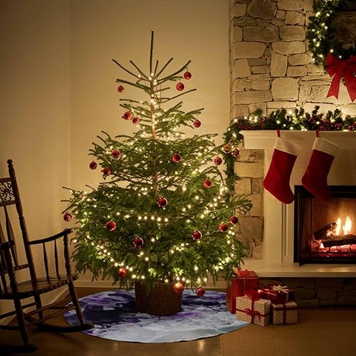 Miniatura 6 de Falda de árbol de Navidad de 48 pulgadas, falda de árbol de ágata morada, decoraciones de Navidad para interiores y exteriores, arte abstracto