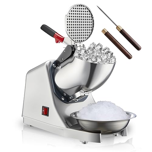 Miniatura 8 de Máquina eléctrica de 4 cuchillas para hacer hielo de 300 W, máquina de hacer cono de nieve de 143 libras/hora, máquina de hielo afeitado de acero