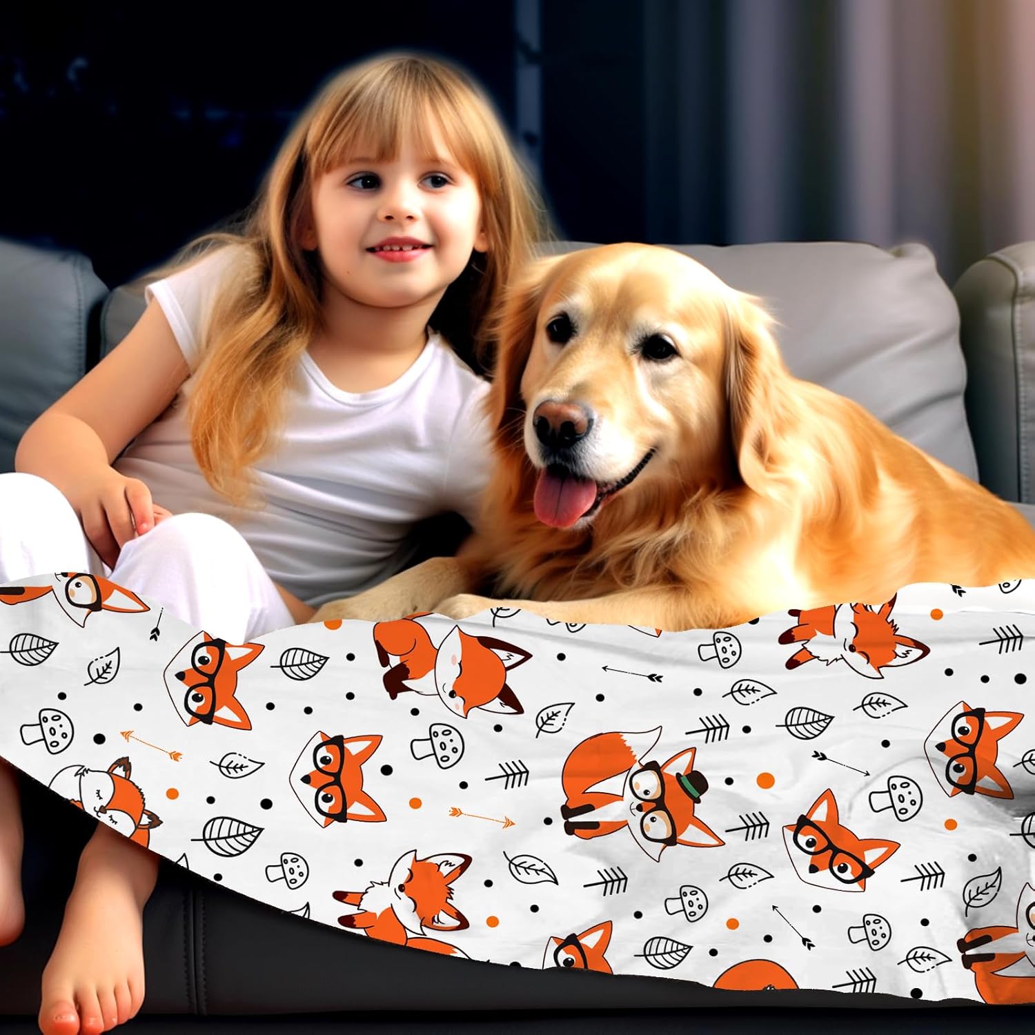 Fox Blankets for Girls Plush Foxes Blanket Throw Stuff Bedding Fox Gifts for Girls Kids Animal Lovers Boys Women Adults Birthday Party Decorations 50"X40" - Image 4