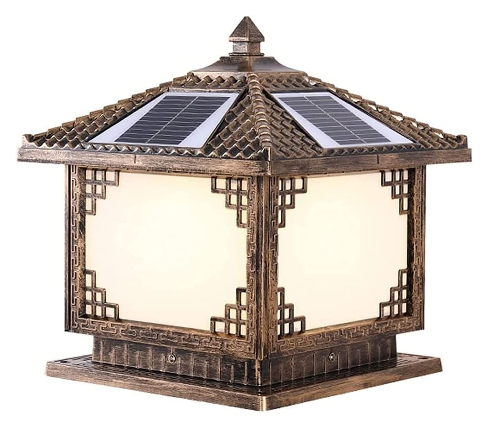 QUSYZD Solar Post Lights Lamp Post Lights Outdoor Courtyard Light Outdoor Solar Post Light Column Lamp Waterproof Gate Pillar Lamp Garden Street Light Tricolour Light Courtyard,Onecolor-Height:35cm