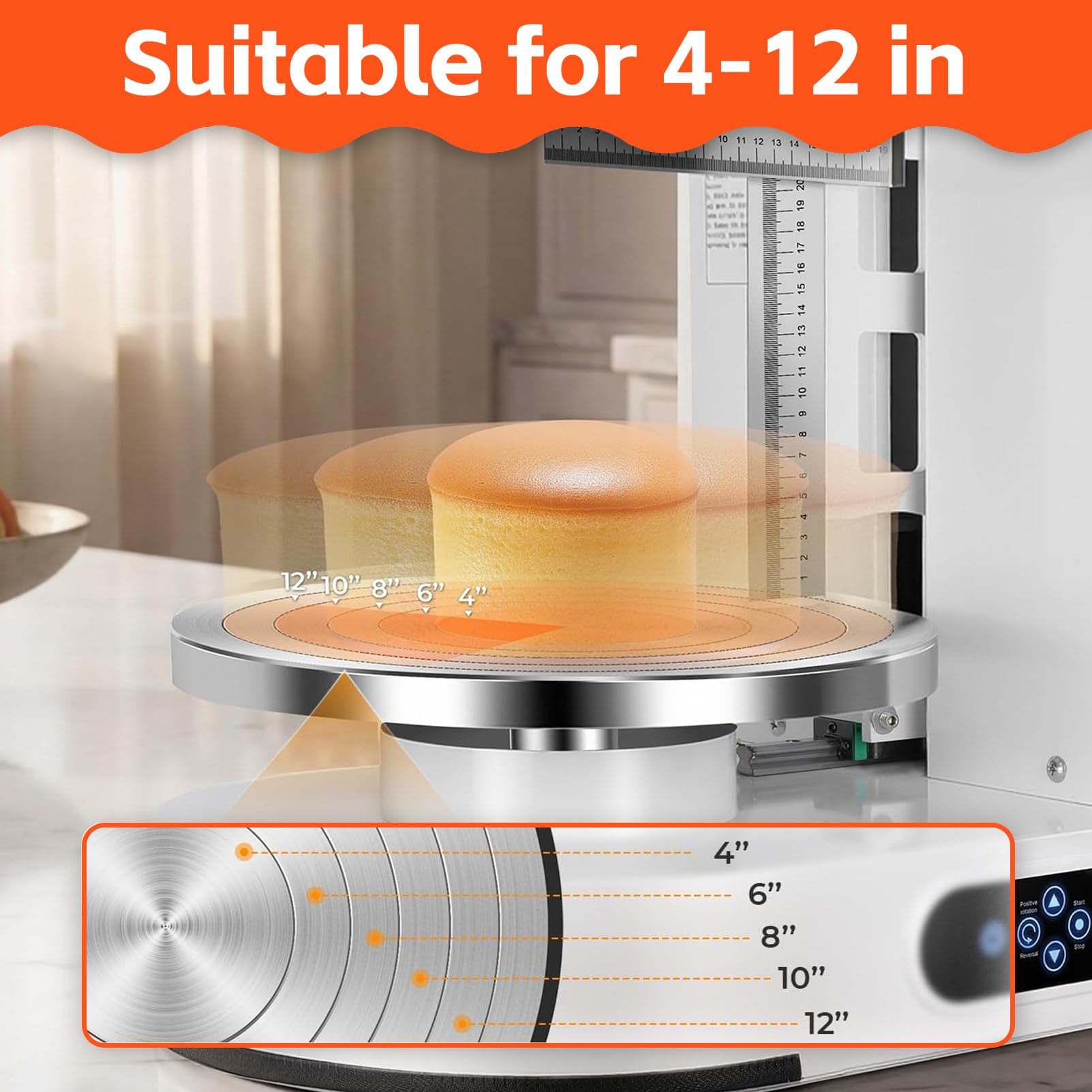 Automatische elektrische Maschine zum Auftragen von Tortencreme – für professionelles Torten-Finish und -Dekorieren – Drehzahl regulierbar (60–320 U/min). White