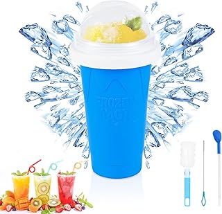 Slushie Maker Cup - TIK TOK Quick Frozen Magic Cup, Double Layers Slushie Cup, DIY Homemade Squeeze Icy Cup, Fasting Cooling Make And Serve Slushy Cup For Milk Shake, Smoothies, Slushies - Blue