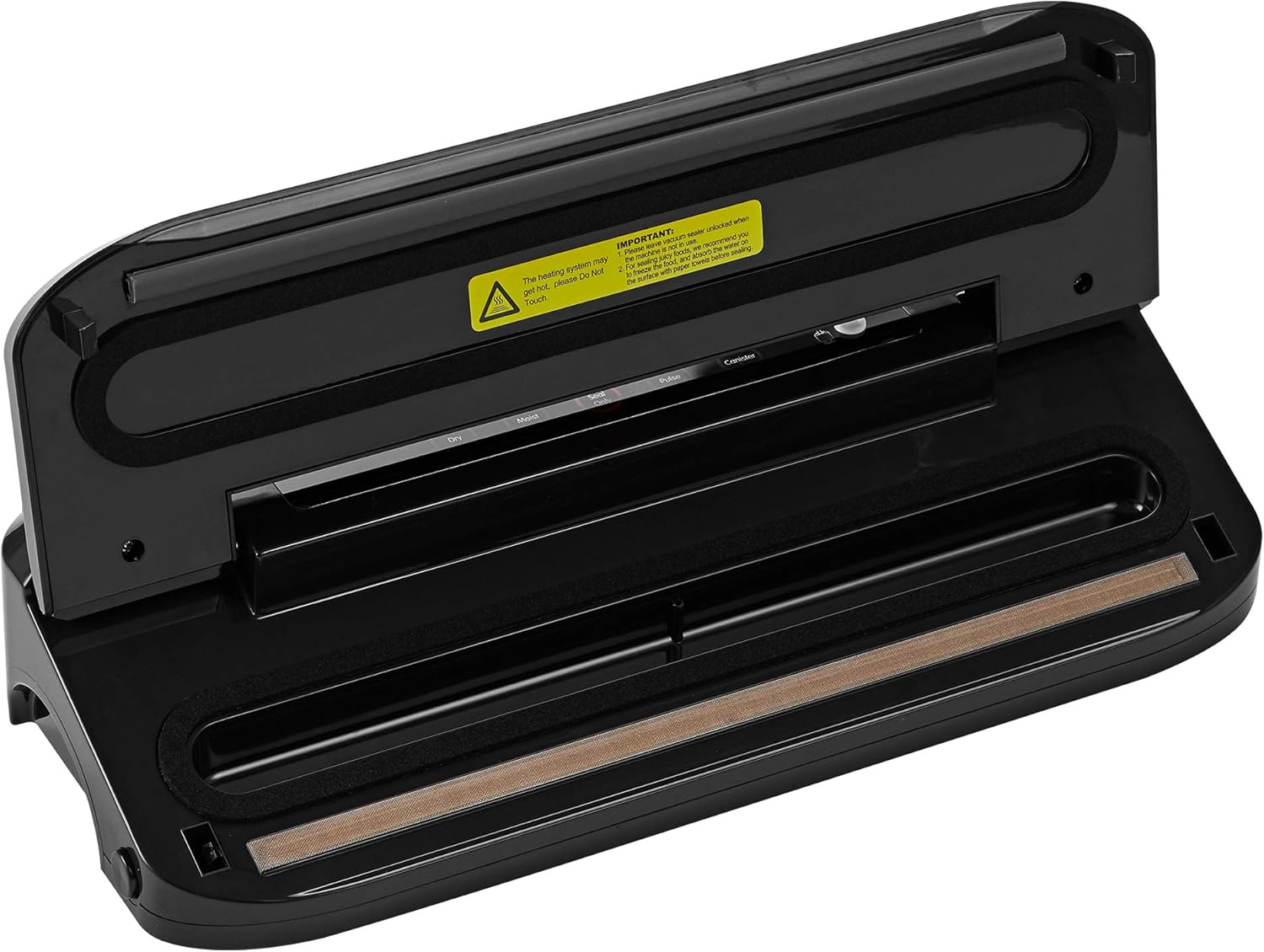 Open ProSeal Vacuum Sealer showing the internal vacuum channel and sealing bar.