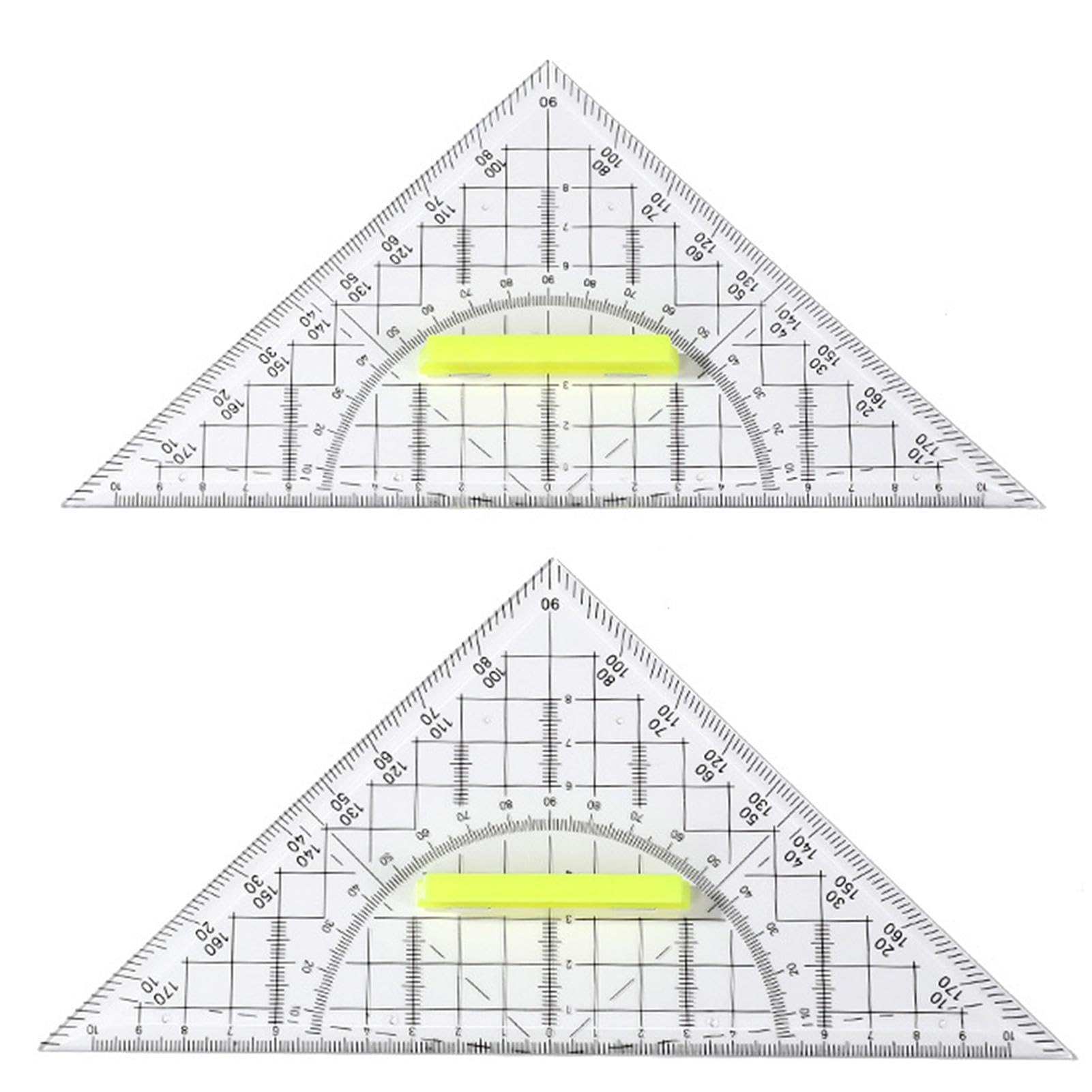 Dreieckszeichenwerkzeug, Geometrie 22 cm – Mathe-Winkelmesser, transparent zum Nähen und Schneiden von Patchwork-Dreiecken.