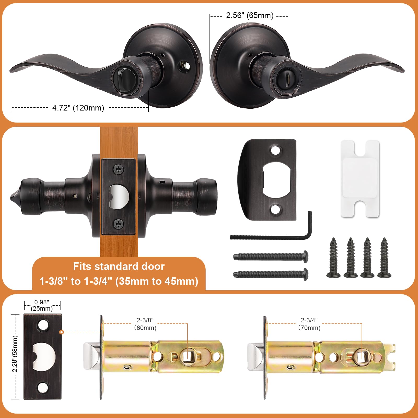 Probrico Dl12061orb Verrou de porte avec, Bronze huilé Finition