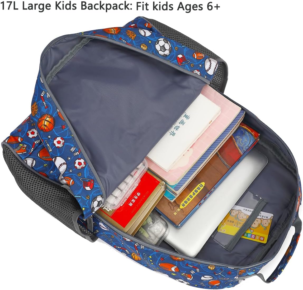 FlowFly Kids Backpack for Toddler Boys Girls, Simple Lightweight Bookbag for Daycare Kindergarten Elementary School Travel, Small Modern Bag (Large), Football - Image 7